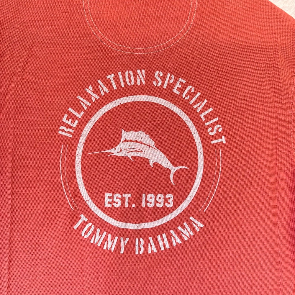 Tommy Bahama Shirt Men Lg Orange Polo Relaxation Specialist TB 93 Pima Cotton - Picture 8 of 10